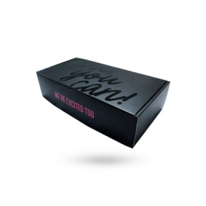 black mailer boxes with spot UV