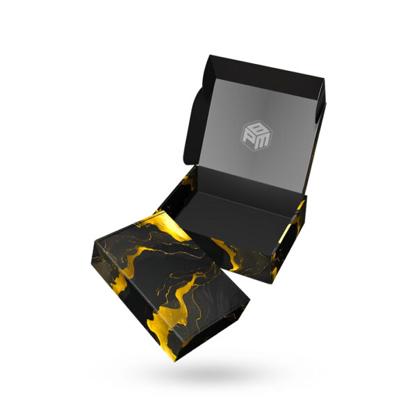 gold foil logo black mailer boxes